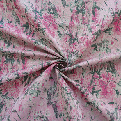 Vintage Pink Floral Jacquard Fabric, Watercolor Botanical Woven Textile, Retro Flower Fabric for Dress, Blouse, Sewing DIY, 56"Wide
