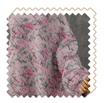 Vintage Pink Floral Jacquard Fabric, Watercolor Botanical Woven Textile, Retro Flower Fabric for Dress, Blouse, Sewing DIY, 56"Wide