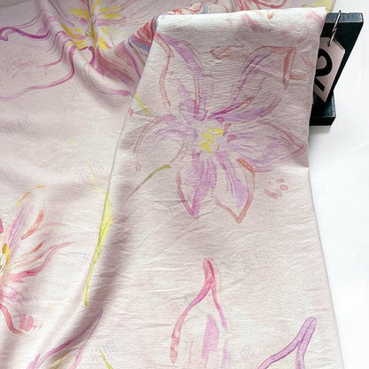 Pastel Floral Cotton Fabric, Watercolor Flower Printed Textile, Soft Romantic Fabric for Dress, Blouse, Quilting, Sewing DIY