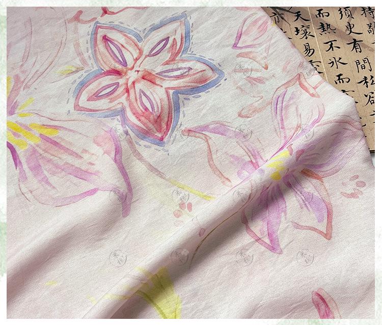 Pastel Floral Cotton Fabric, Watercolor Flower Printed Textile, Soft Romantic Fabric for Dress, Blouse, Quilting, Sewing DIY