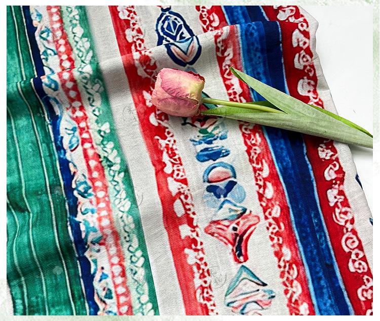 Colorful Ikat Cotton Fabric, Bohemian Geometric Printed Textile, Ethnic Pattern Fabric for Dress, Quilt, Sewing DIY