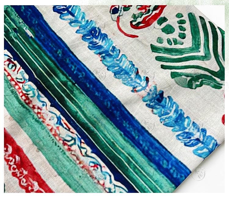 Colorful Ikat Cotton Fabric, Bohemian Geometric Printed Textile, Ethnic Pattern Fabric for Dress, Quilt, Sewing DIY