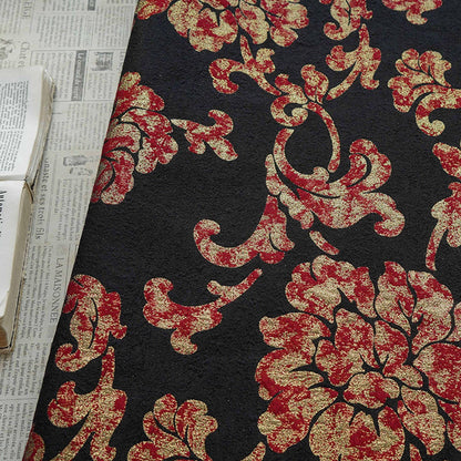 Vintage Gold Thread Peony Jacquard Fabric, Embossed Floral Brocade Textile, Chinese Style Luxury Fabric for Dress, Costume DIY, 56"Wide