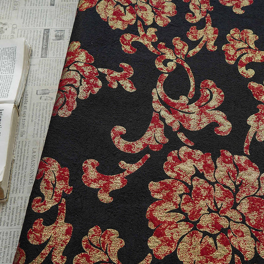 Vintage Gold Thread Peony Jacquard Fabric, Embossed Floral Brocade Textile, Chinese Style Luxury Fabric for Dress, Costume DIY, 56"Wide - Poppylollipop