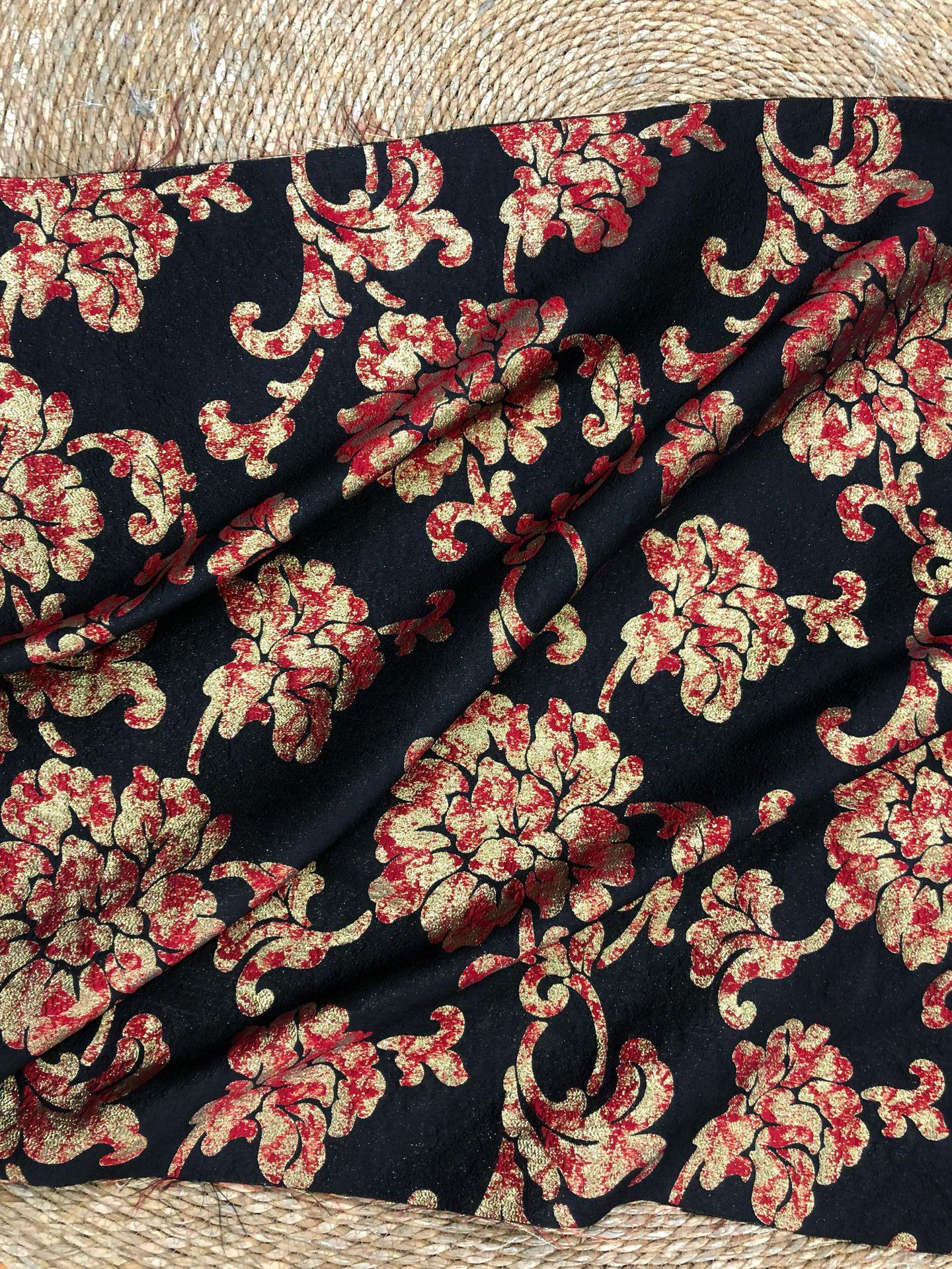 Vintage Gold Thread Peony Jacquard Fabric, Embossed Floral Brocade Textile, Chinese Style Luxury Fabric for Dress, Costume DIY, 56"Wide