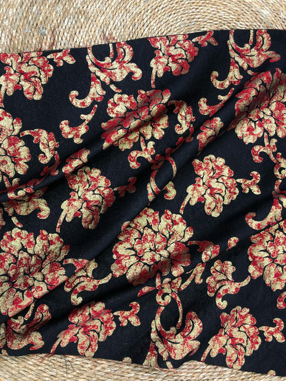 Vintage Gold Thread Peony Jacquard Fabric, Embossed Floral Brocade Textile, Chinese Style Luxury Fabric for Dress, Costume DIY, 56"Wide