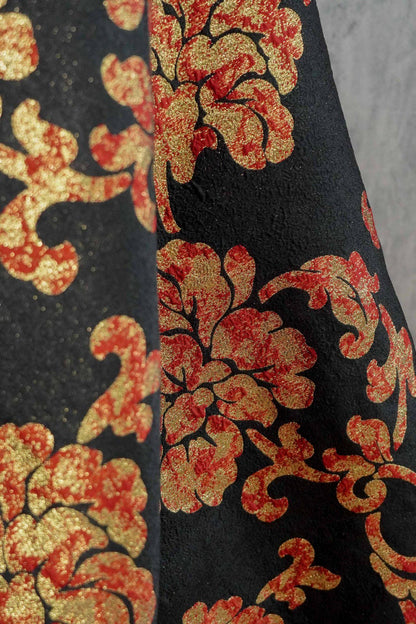 Vintage Gold Thread Peony Jacquard Fabric, Embossed Floral Brocade Textile, Chinese Style Luxury Fabric for Dress, Costume DIY, 56"Wide