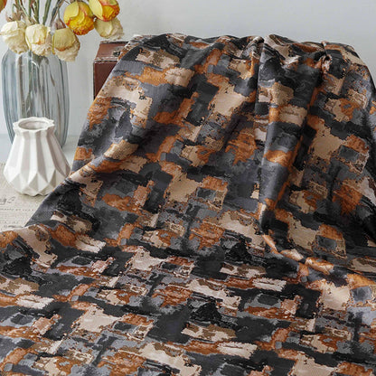 Abstract Oil Painting Style Jacquard Fabric, Geometric Color Block Textile, Vintage Woven Upholstery & Fashion Sewing Material, 58" Wide
