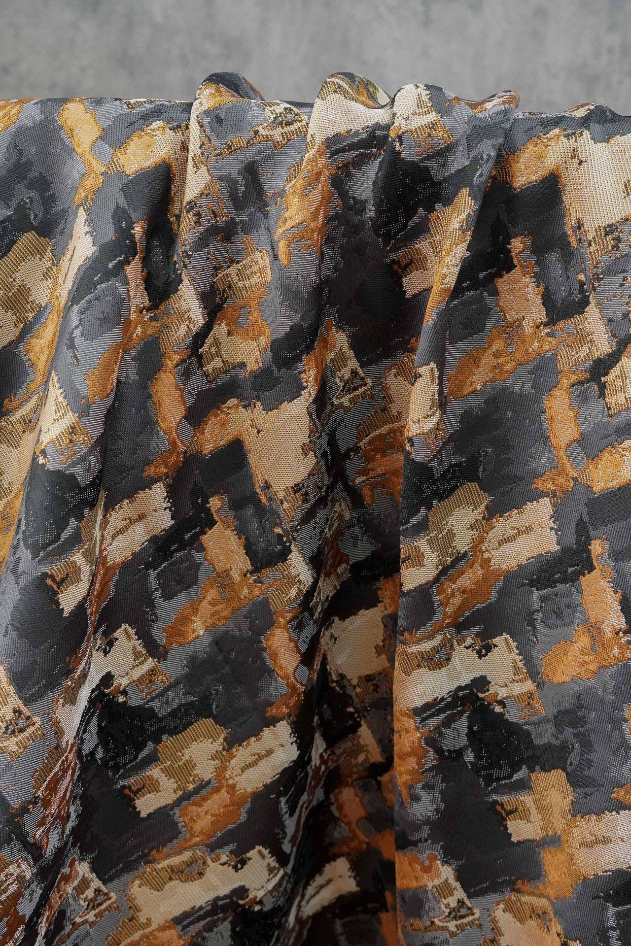 Abstract Oil Painting Style Jacquard Fabric, Geometric Color Block Textile, Vintage Woven Upholstery & Fashion Sewing Material, 58" Wide