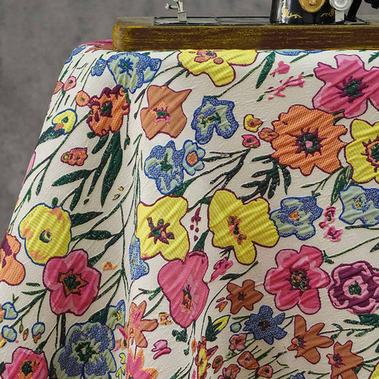 Art Style 3D Floral Jacquard Fabric, Abstract Embossed Flower Woven Textile, Double-Sided Fashion Material for DIY Clothing & Costumes, 52"W - Poppylollipop