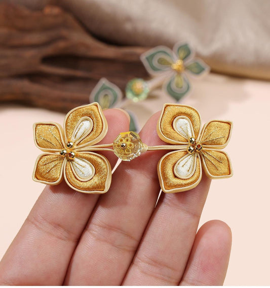 Handmade Chinese Frog Button, Clover Flower Knot Button, Qipao Closure, Hanfu Tang Suit Sewing Trim, Traditional Clothing Accessory