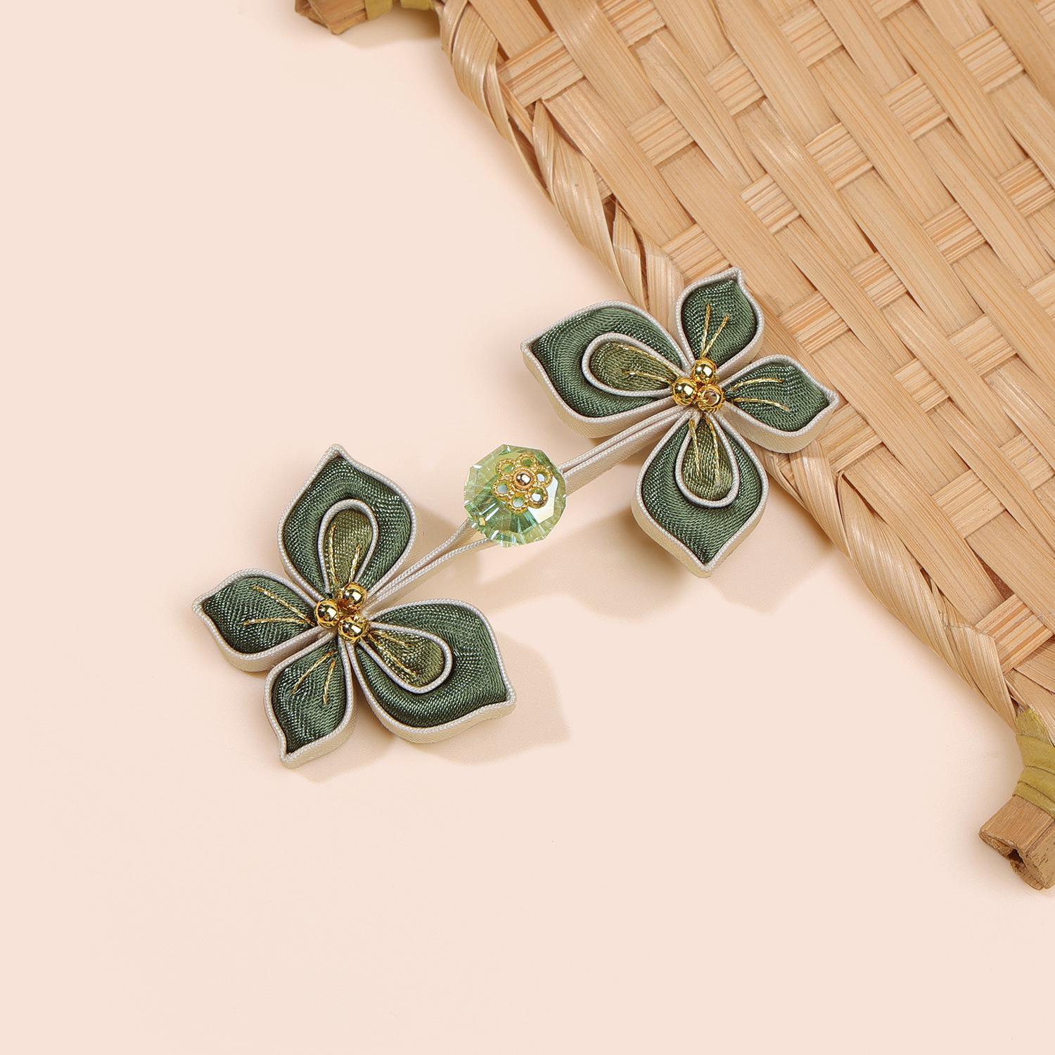 Handmade Chinese Frog Button, Clover Flower Knot Button, Qipao Closure, Hanfu Tang Suit Sewing Trim, Traditional Clothing Accessory