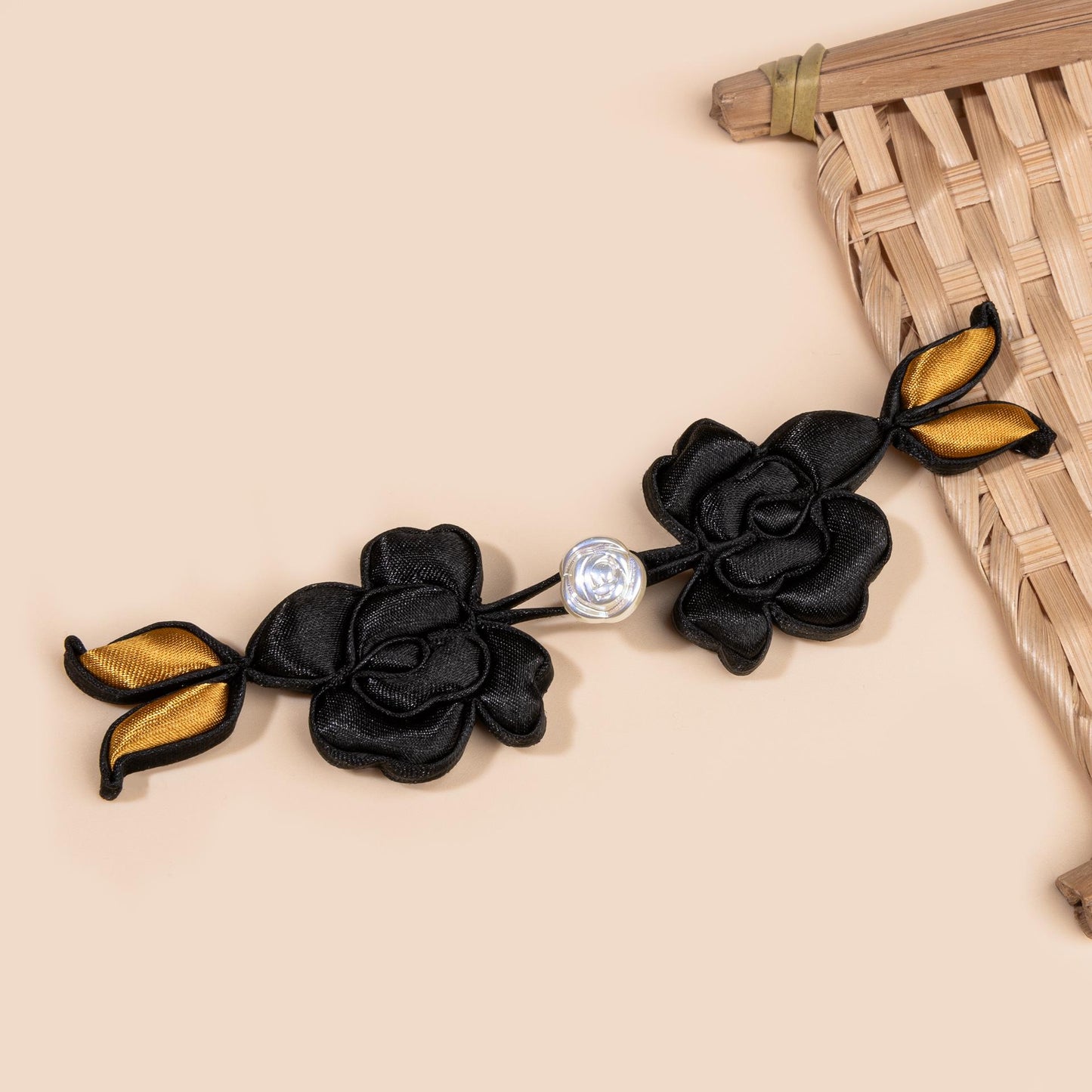 Handmade Rose Frog Button, Chinese Qipao Closure, Floral Knot Button, Hanfu Tang Suit Sewing Trim, Oriental Bridal Clothing Accessory