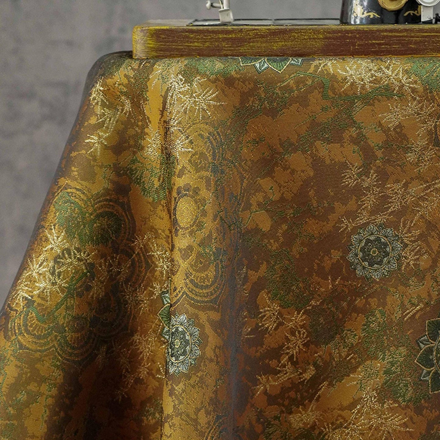 Dunhuang Jacquard Fabric, Gold Metallic Fabric by Yard, Traditional Floral Textile, Silk Like Hanfu Fabric, Luxury Sewing Material, 56"Wide