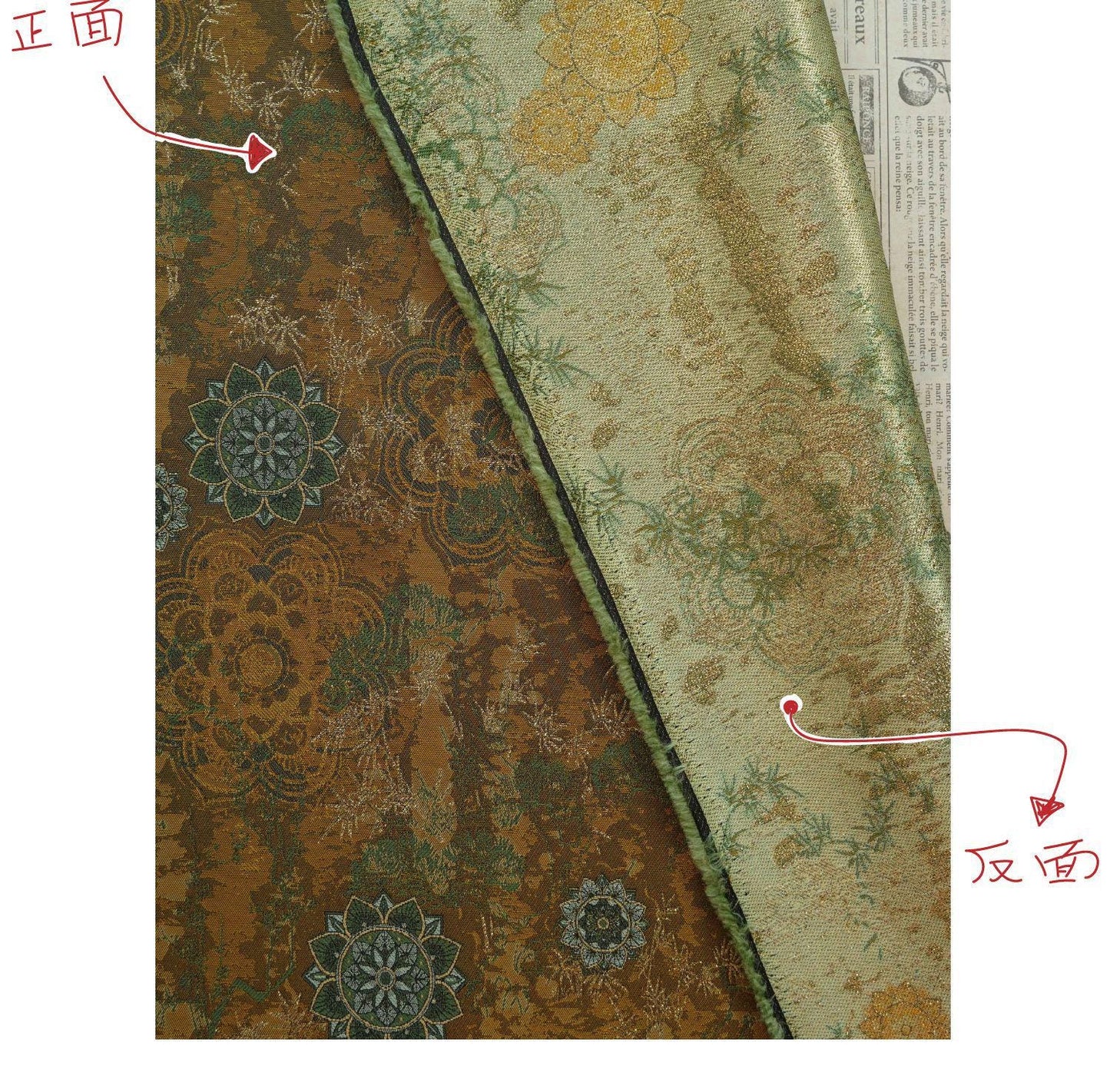 Dunhuang Jacquard Fabric, Gold Metallic Fabric by Yard, Traditional Floral Textile, Silk Like Hanfu Fabric, Luxury Sewing Material, 56"Wide