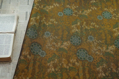 Dunhuang Jacquard Fabric, Gold Metallic Fabric by Yard, Traditional Floral Textile, Silk Like Hanfu Fabric, Luxury Sewing Material, 56"Wide