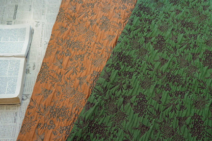 Green Jacquard Fabric, Bird Floral Brocade Fabric by Yard, Double Sided Woven Textile, Chinese Style Sewing Material, Luxury Vintage Fabric