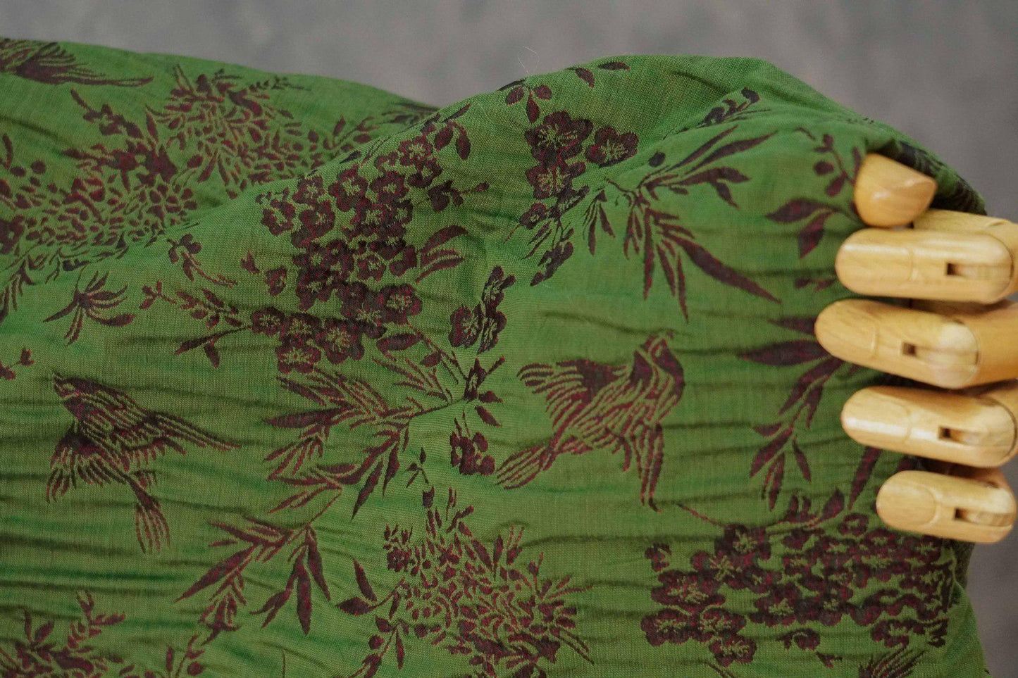 Green Jacquard Fabric, Bird Floral Brocade Fabric by Yard, Double Sided Woven Textile, Chinese Style Sewing Material, Luxury Vintage Fabric