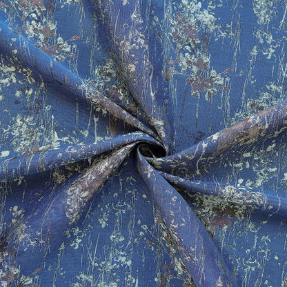 Blue Floral Jacquard Fabric, Watercolor Botanical Fabric by Yard, Vintage Woven Textile, Designer Sewing Material, Home Decor Fabric