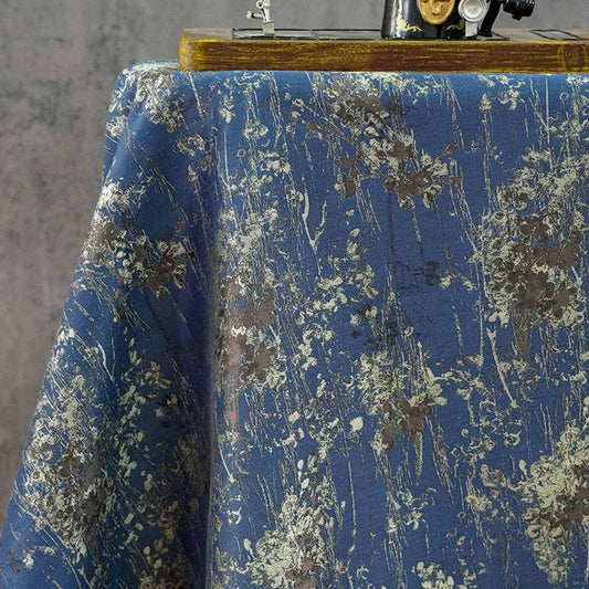 Blue Floral Jacquard Fabric, Watercolor Botanical Fabric by Yard, Vintage Woven Textile, Designer Sewing Material, Home Decor Fabric - Poppylollipop