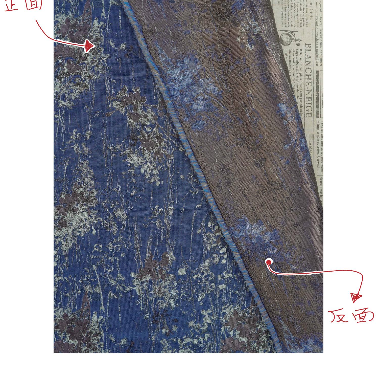 Blue Floral Jacquard Fabric, Watercolor Botanical Fabric by Yard, Vintage Woven Textile, Designer Sewing Material, Home Decor Fabric
