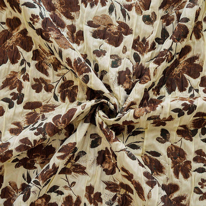 Black & White 3D Embossed Floral Jacquard Fabric by the Yard: Vintage Botanical Woven, Dress Sewing, Upholstery, Costume Material, 51"Wide