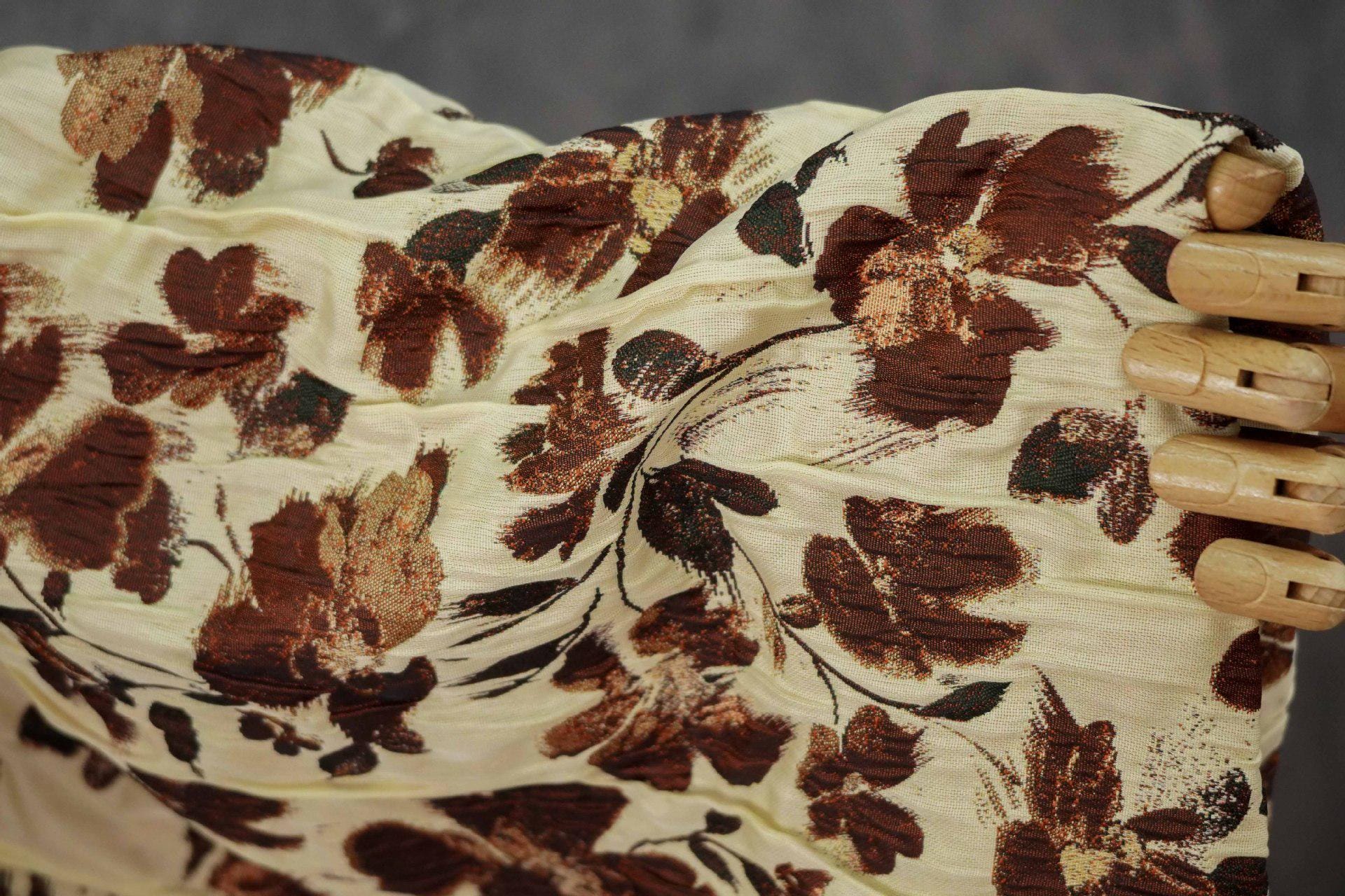 Black & White 3D Embossed Floral Jacquard Fabric by the Yard: Vintage Botanical Woven, Dress Sewing, Upholstery, Costume Material, 51"Wide