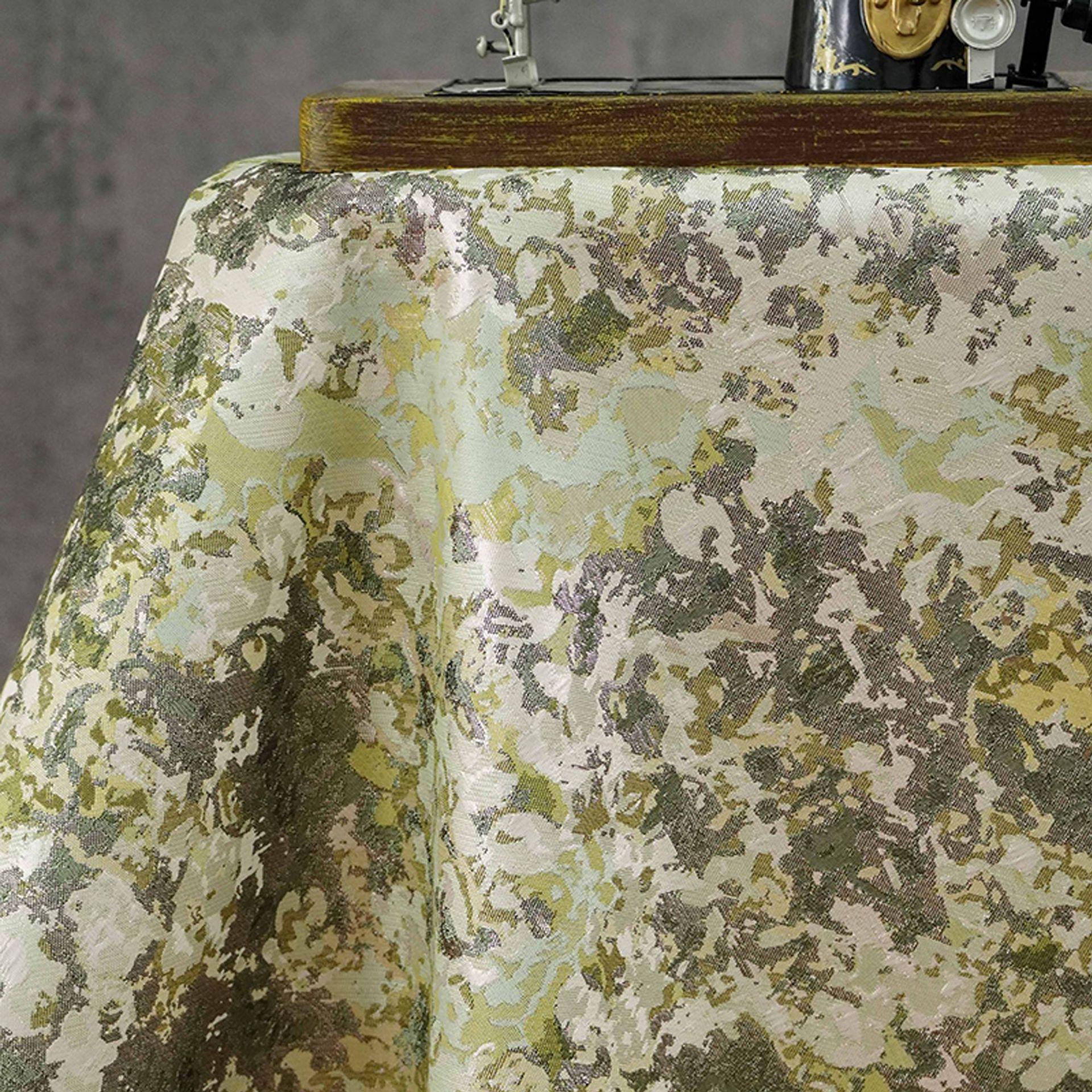 Oil Painting Floral Jacquard Fabric by the Yard: Gold Metallic Thread, Abstract Botanical Brocade, 59" Wide — Dress, Upholstery, Home Decor