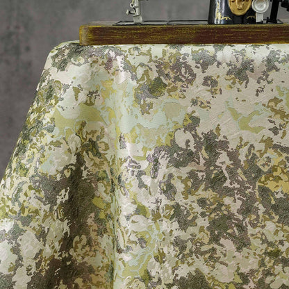 Oil Painting Floral Jacquard Fabric by the Yard: Gold Metallic Thread, Abstract Botanical Brocade, 59" Wide — Dress, Upholstery, Home Decor