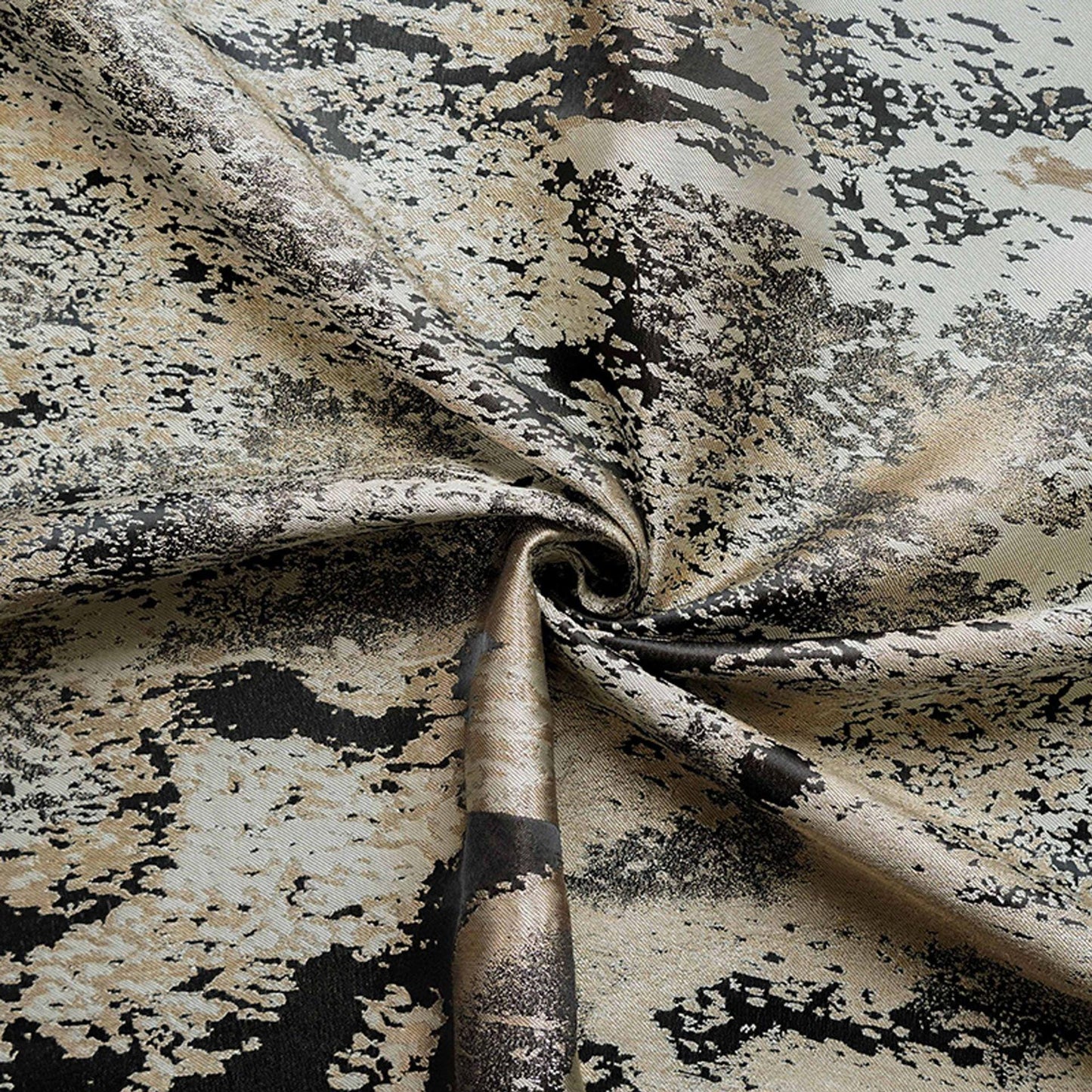 Abstract Metallic Jacquard Fabric, Black Gold Watercolor Texture Brocade Textile, Luxury Woven Fabric for Dress, Jacket, DIY Sewing