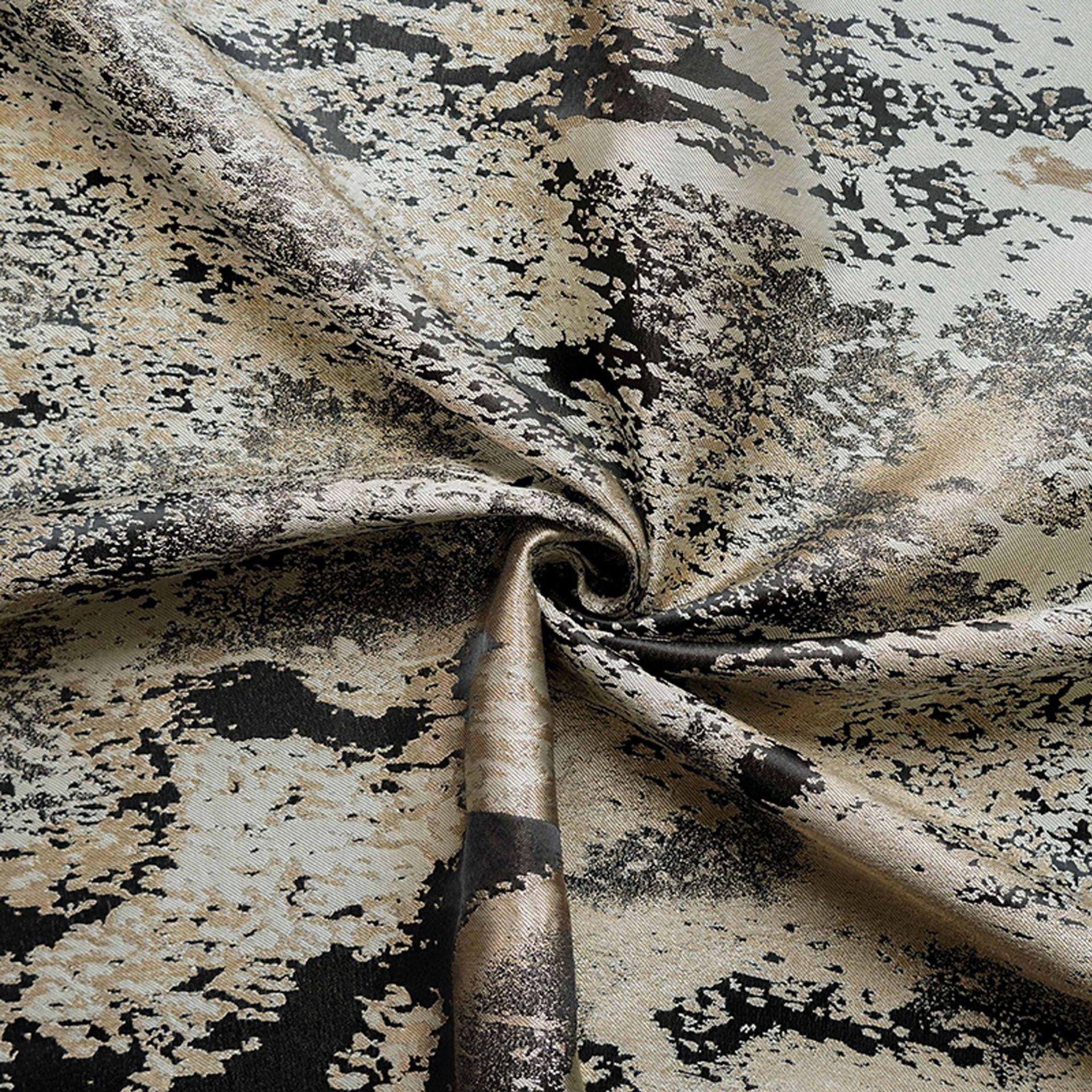 Abstract Metallic Jacquard Fabric, Black Gold Watercolor Texture Brocade Textile, Luxury Woven Fabric for Dress, Jacket, DIY Sewing