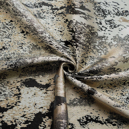Abstract Metallic Jacquard Fabric, Black Gold Watercolor Texture Brocade Textile, Luxury Woven Fabric for Dress, Jacket, DIY Sewing