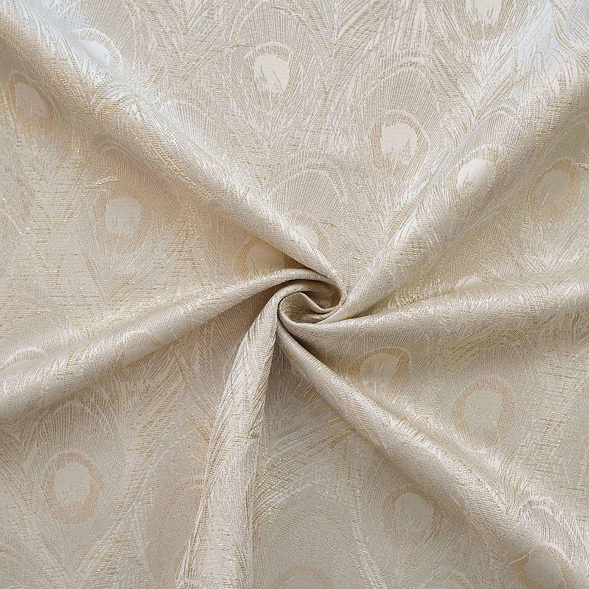 Peacock Feather Jacquard Fabric, Luxury Gold Metallic Woven Textile, Elegant Embossed Pattern Brocade Fabric for Dress, DIY Sewing
