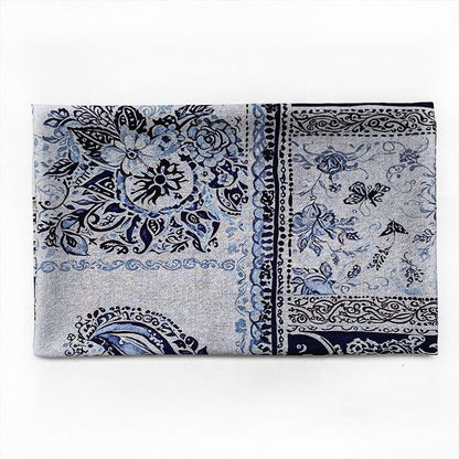 Blue Paisley Cotton Fabric, Vintage Floral Digital Print Textile, Boho Pattern Fabric for Dress, Shirt, Quilt, DIY Sewing Material