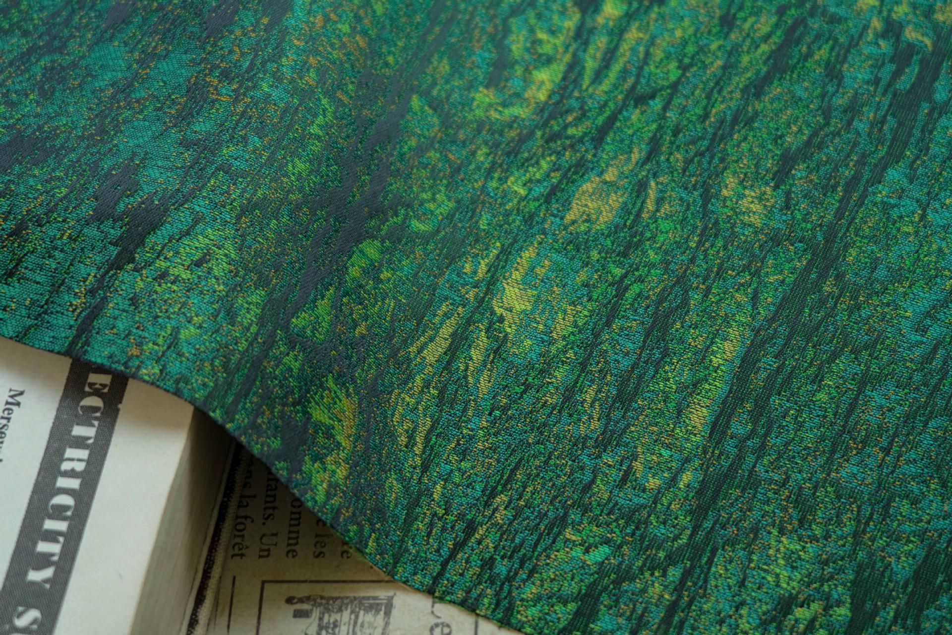 Emerald Green Jacquard Fabric, Textured Bark Pattern Woven Textile, Luxury Abstract Brocade Fabric for Dress, Jacket, DIY Sewing, 66"Wide