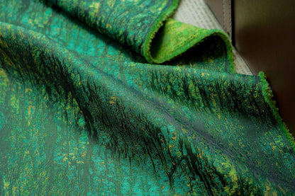 Emerald Green Jacquard Fabric, Textured Bark Pattern Woven Textile, Luxury Abstract Brocade Fabric for Dress, Jacket, DIY Sewing, 66"Wide