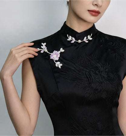 Furong Flower Frog Button, Chinese Qipao Cheongsam Closure, Pearl-Like Knot Fastener, Hanfu Garment Decorative Trim
