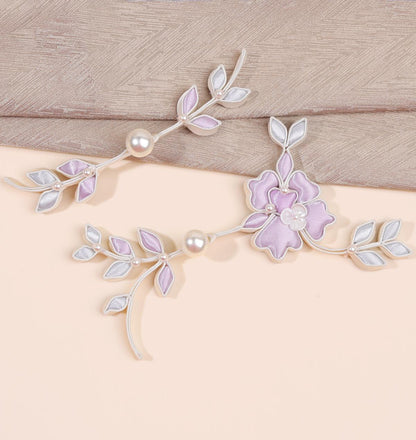 Furong Flower Frog Button, Chinese Qipao Cheongsam Closure, Pearl-Like Knot Fastener, Hanfu Garment Decorative Trim