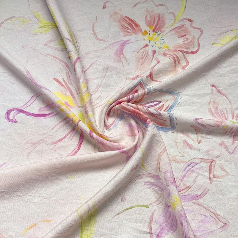 Pastel Floral Cotton Fabric, Watercolor Flower Printed Textile, Soft Romantic Fabric for Dress, Blouse, Quilting, Sewing DIY