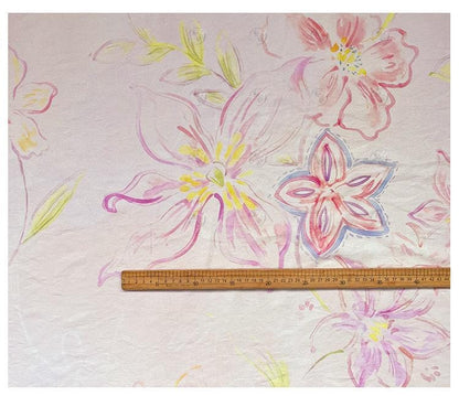 Pastel Floral Cotton Fabric, Watercolor Flower Printed Textile, Soft Romantic Fabric for Dress, Blouse, Quilting, Sewing DIY