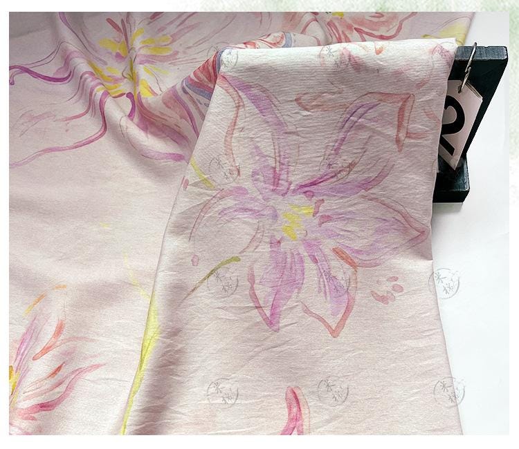 Pastel Floral Cotton Fabric, Watercolor Flower Printed Textile, Soft Romantic Fabric for Dress, Blouse, Quilting, Sewing DIY