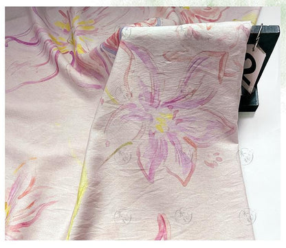 Pastel Floral Cotton Fabric, Watercolor Flower Printed Textile, Soft Romantic Fabric for Dress, Blouse, Quilting, Sewing DIY