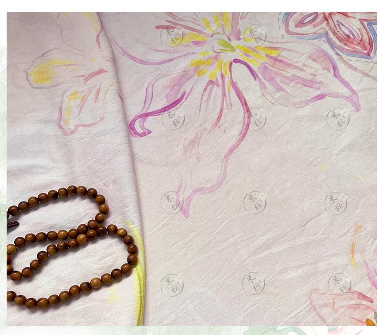 Pastel Floral Cotton Fabric, Watercolor Flower Printed Textile, Soft Romantic Fabric for Dress, Blouse, Quilting, Sewing DIY