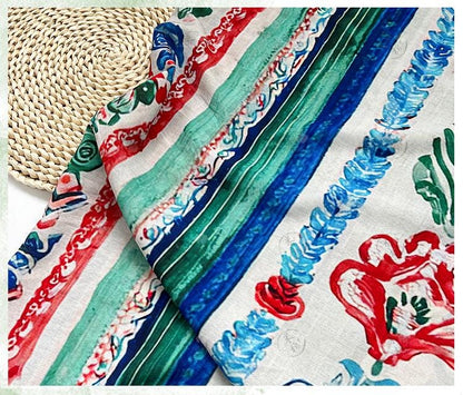 Colorful Ikat Cotton Fabric, Bohemian Geometric Printed Textile, Ethnic Pattern Fabric for Dress, Quilt, Sewing DIY
