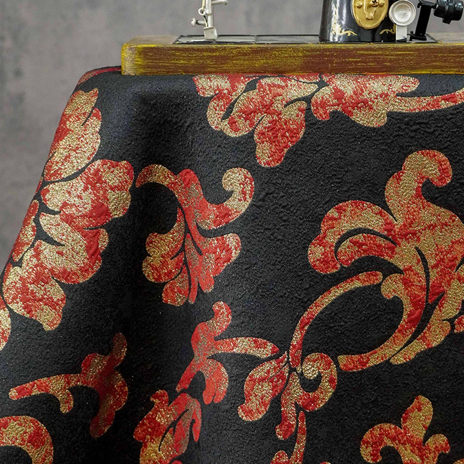 Vintage Gold Thread Peony Jacquard Fabric, Embossed Floral Brocade Textile, Chinese Style Luxury Fabric for Dress, Costume DIY, 56"Wide
