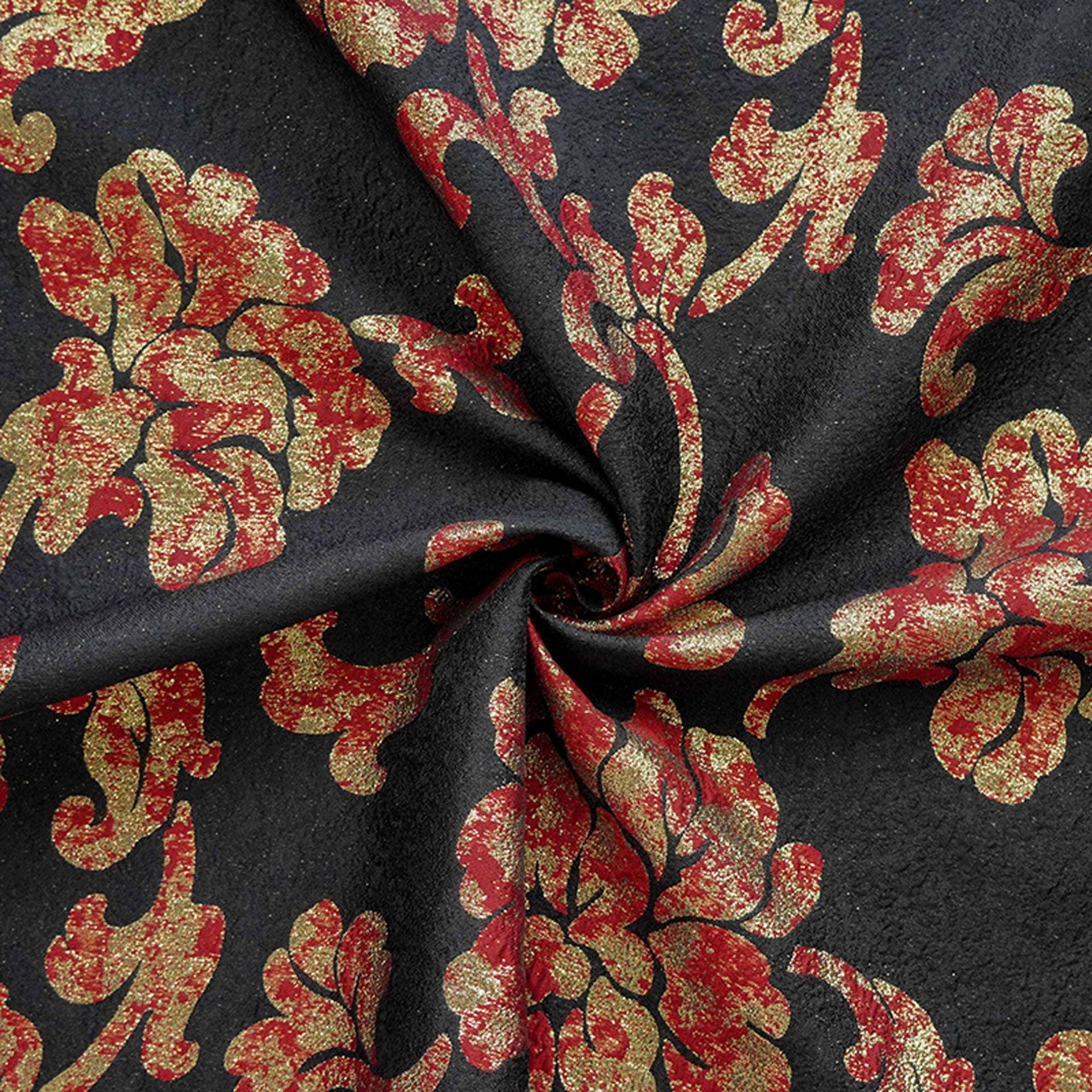Vintage Gold Thread Peony Jacquard Fabric, Embossed Floral Brocade Textile, Chinese Style Luxury Fabric for Dress, Costume DIY, 56"Wide