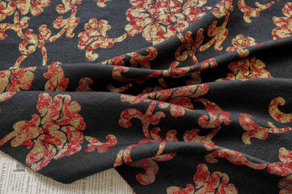 Vintage Gold Thread Peony Jacquard Fabric, Embossed Floral Brocade Textile, Chinese Style Luxury Fabric for Dress, Costume DIY, 56"Wide