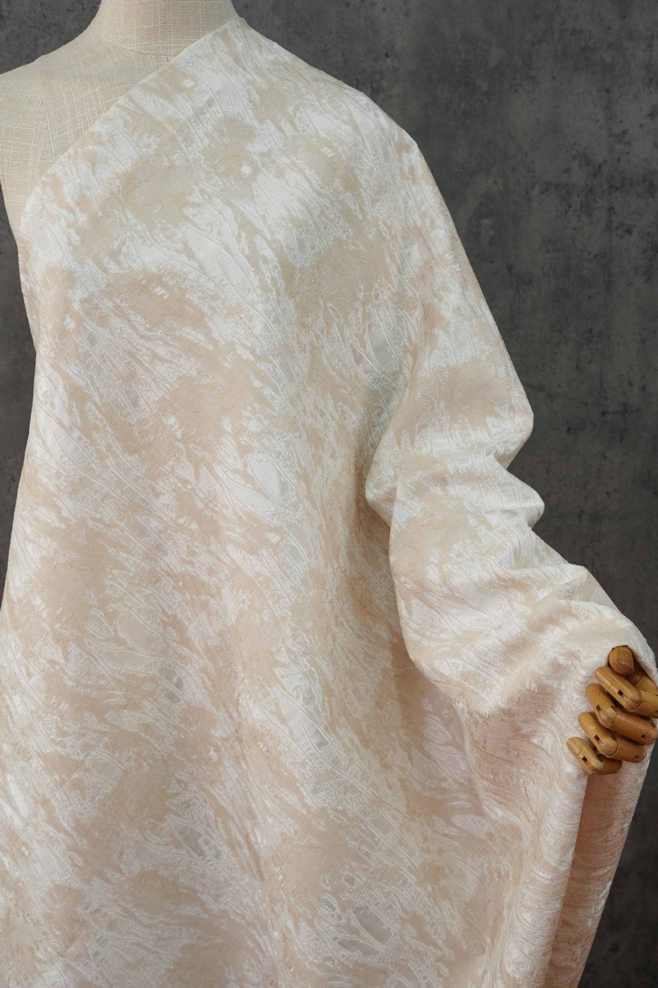 Abstract Water Ripple Jacquard Fabric, Textured Woven Textile, Minimalist White Fabric for Dress, Blouse, Home Decor DIY, 58"Wide
