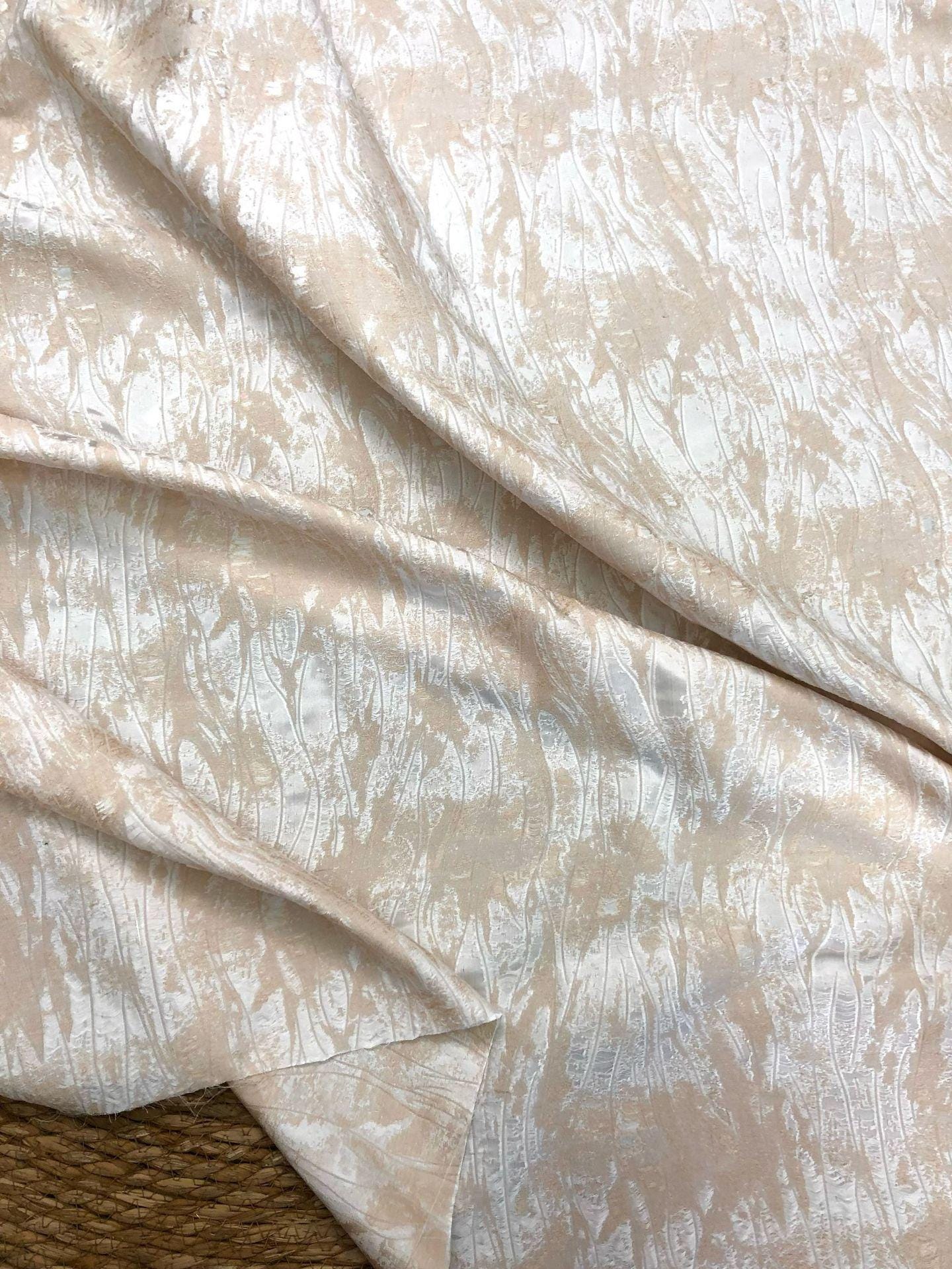 Abstract Water Ripple Jacquard Fabric, Textured Woven Textile, Minimalist White Fabric for Dress, Blouse, Home Decor DIY, 58"Wide