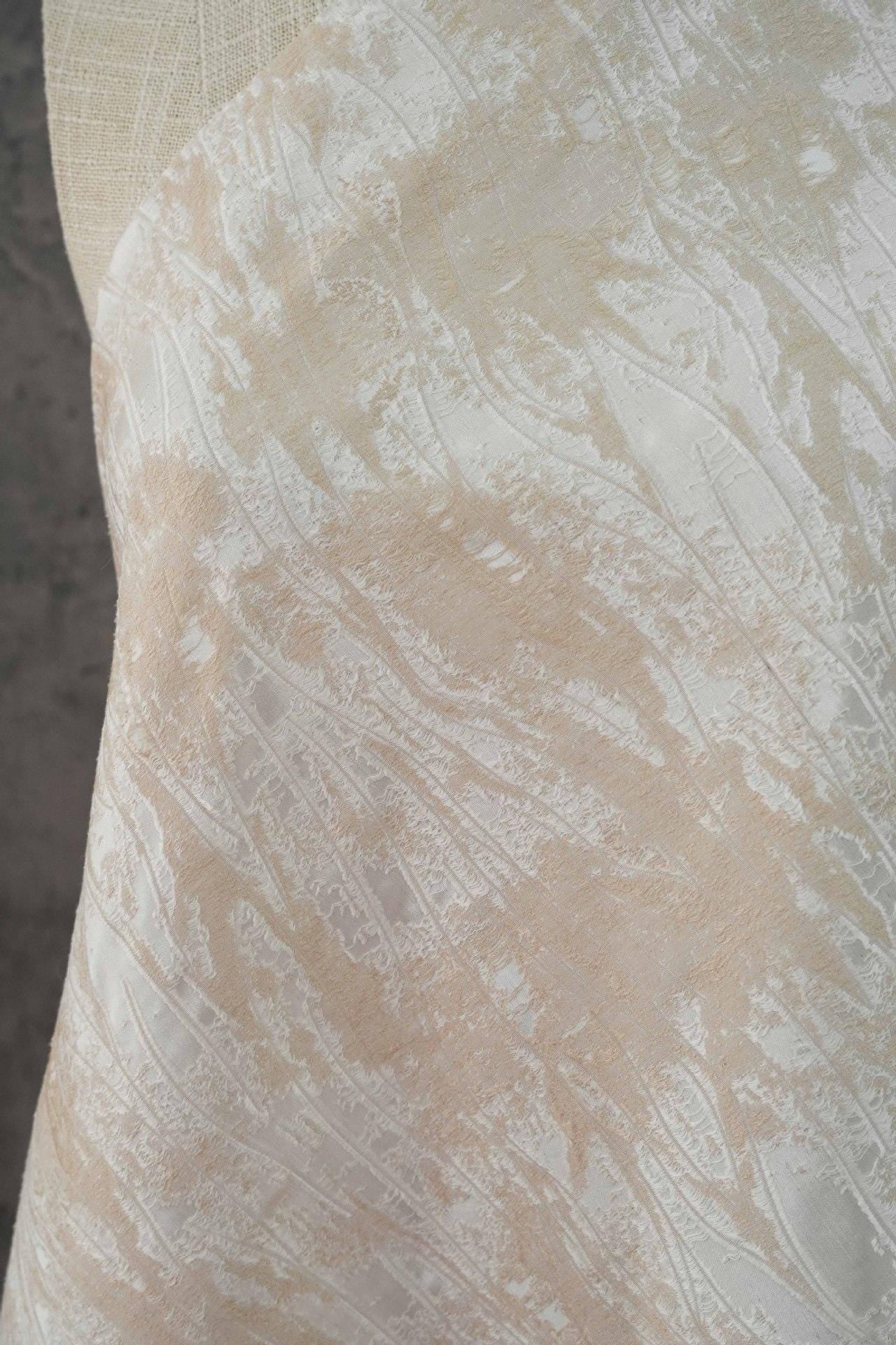 Abstract Water Ripple Jacquard Fabric, Textured Woven Textile, Minimalist White Fabric for Dress, Blouse, Home Decor DIY, 58"Wide